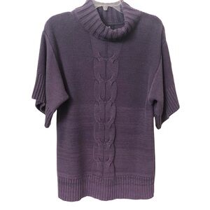 Style & Co Women's Short Sleeve Purple Turtleneck Sweater, Size Medium